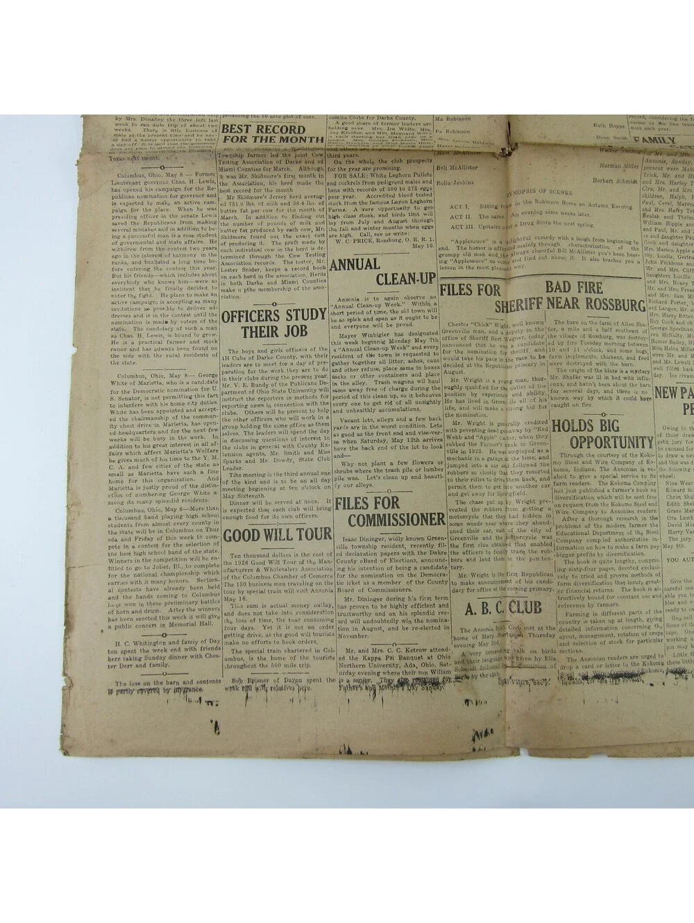The Ansonian Newspaper Ansonia Darke County Ohio Thursday May 1928 Antique RARE